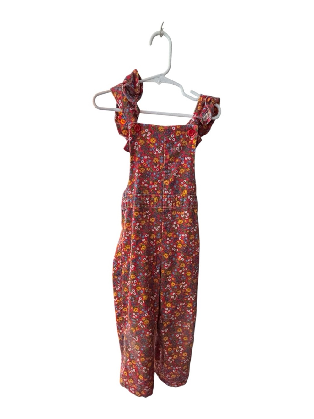 Girls Floral Ruffle-Strap Jumpsuit in Rust Floral